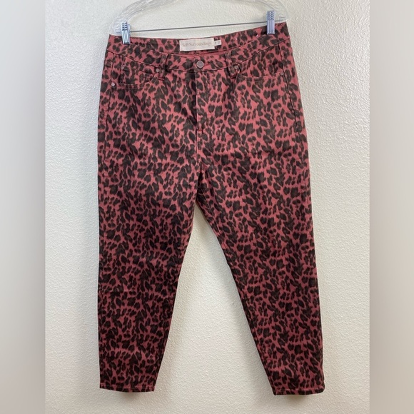 Soft Surroundings Jeans High Rise Leopard Skinny Brown Animal Print Pants 16 P - Picture 1 of 13